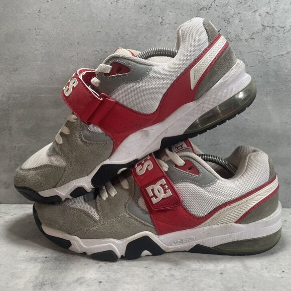 RARE DC XT-M Shoes SDU Nubuck Leather Skate Men’s Strap Low Top‎ White Red Sz 12 - Picture 5 of 7